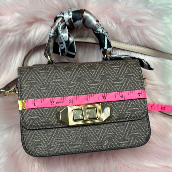 Aldo Brown and Gray Chevron Crossbody Bag with Gold Hardware - Picture 2 of 11